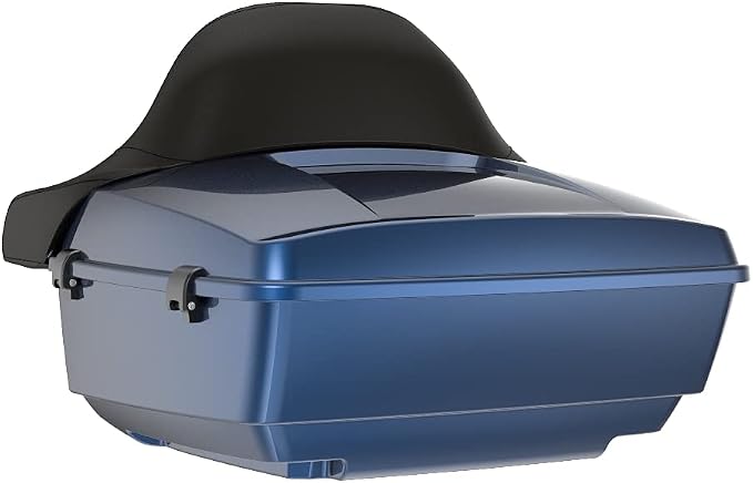 Advanblack Road Glide Tour Trunk Pack Big Blue Pearl King Tour Trunk Pack Luggage +Wrap-Around Backrest Pad for '97-'25 Harley Touring Road King Street Glide Electra Glide CVO models
