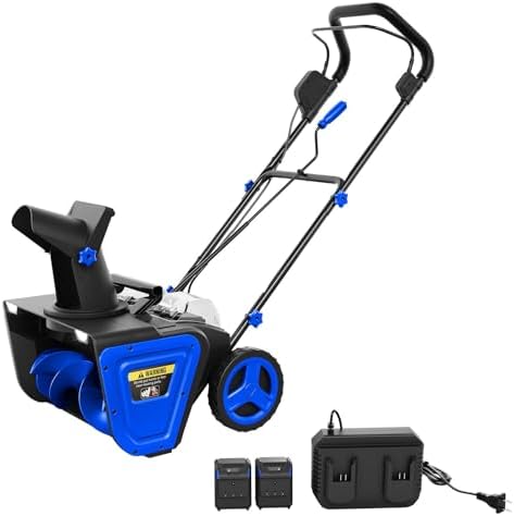 Cordless Snow Blower, Electric Self-Propelled Battery Snow Blower with 2X 20v Battery, Clears 20" Wide, 12" Deep Snow, 180° Rotating Chute, LED Lights for Winter Storm for Sidewalk and Driveways, Blue