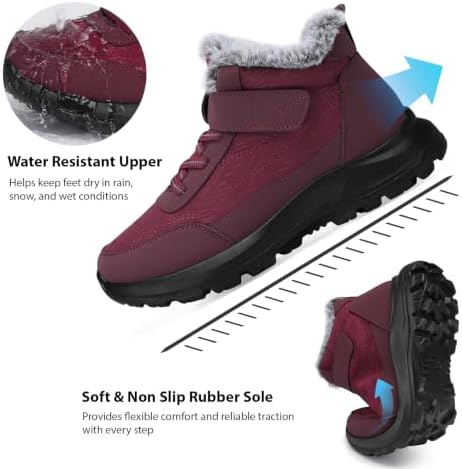SHIBEVER Snow Boots Women Warm: Winter Fur Lined Ankle Booties