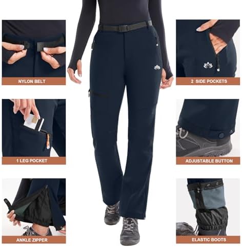 Heathyoga Snow Ski Pants Women Waterproof Softshell Insulated Winter Pants