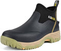 Kalkal Men's Rubber Boots, Waterproof Ankle Rain Boots, Insulated Working Booties with Comfortable Sports Sole, Outdoor Mud Boots for Yard Chore
