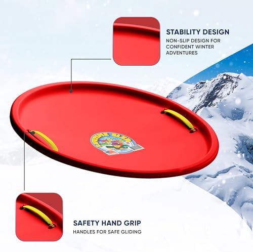 27" Lifetime Saucer Sled - Durable High-Density Plastic, Handles, Ideal for Adults, Kids, and Teens - 1 Person Snow Sled for Kids and Adults