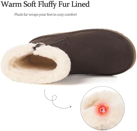 Hsyooes Snow Boots for Women Suede Leather Winter Boots Warm