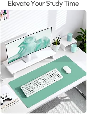 YSAGi Leather Desk Protector, Office Mat, Large Mouse Mat, Non-Slip PU Leather Blotter, Laptop Desk Mat, Waterproof Writing Pad for Office and Home(Green-Blue, 63" x 24")