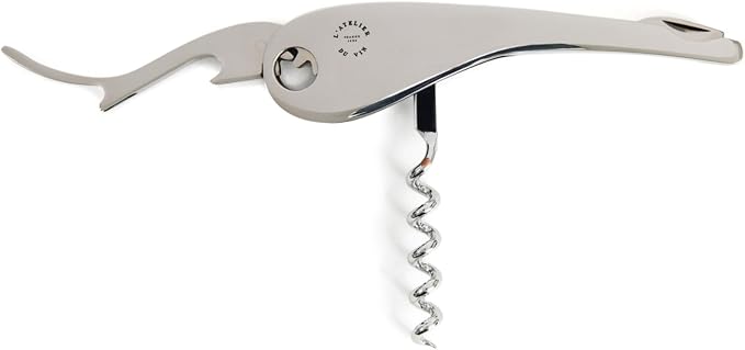 L'Atelier du Vin – Soft Machine Silver – Sommelier Corkscrew in Polished Stainless Steel – Professional Tasting Tool with Foil Cutter and Integrated Bottle Opener