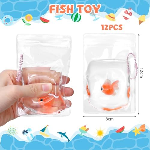 Meooeck 12 Pcs Goldfish Fidgets Balls for Adults Fish Party Favors