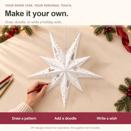 2 Pack Paper Star Lantern, Diwali Hanging Christmas Decorations Lights