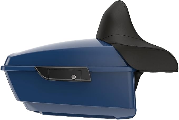 Advanblack Road Glide Tour Trunk Pack Billiard Blue King Tour Trunk Pack Luggage +Wrap-Around Backrest Pad for '97-'25 Harley Touring Road King Street Glide Electra Glide CVO models