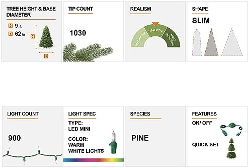 Glitzhome 9ft Pre-Lit Snow Flocked Artificial Pine Christmas Tree, Hinged Holiday Christmas Tree with 900 Warm White Lights for Home, Office, Party Decoration