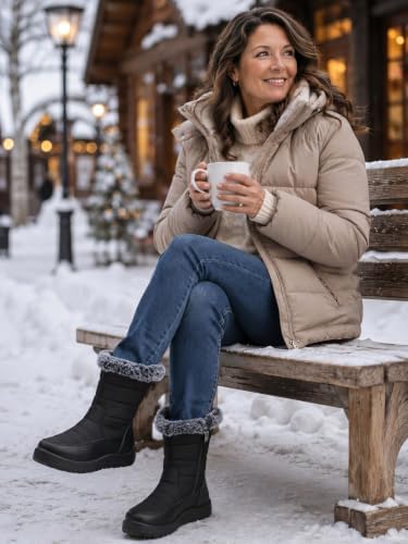 SHIBEVER Women Winter Snow Boots: Waterproof Fur Insulated Warm Ankle Boot