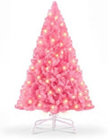 DUMOS 4.5 Ft Pre-lit Christmas Tree, Pink Artificial Xmas Tree