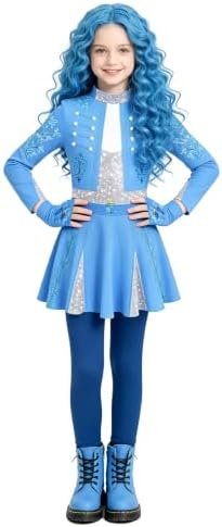Girls Wonderland Costume Kids Cosplay Outfits Jumpsuit with Gloves Wig Set