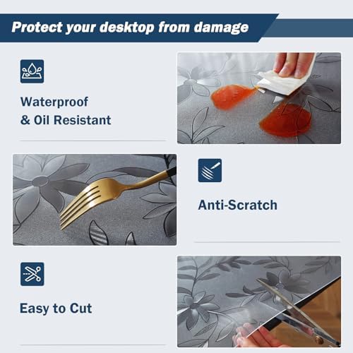 OstepDecor Floral Table Protector 24" x 48", 1.5mm Thick Vinyl Desk Mat