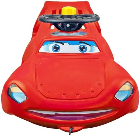 Snow Sled for Kids - SnoWheel Sledge - Toboggan with Pull Rope and Decorative Steering Wheel; Outdoor Plastic Winter Sleigh for Toddlers & Kids