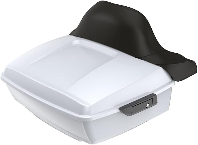 Advanblack Road Glide Tour Trunk Pack White Onyx Pearl King Tour Trunk Pack Luggage +Wrap-Around Backrest Pad for '97-'25 Harley Touring Road King Street Glide Electra Glide CVO models