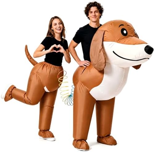 Two-Person Couples Inflatable Dachshund Dog Costume for Adults