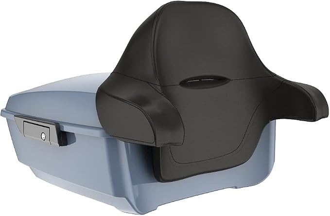 Advanblack Harley Motocycle Gunship Gray Tour Trunk Pack Gunship Gray King Tour Trunk Pack Luggage +Wrap-Around Backrest Pad for '97-'24 Harley Touring