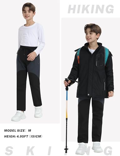 MoFiz Boys Snow Ski Pants Fleece Waterproof Winter Outdoor Hiking Pants