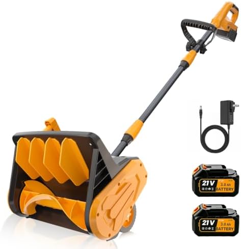21V Cordless Electric Snow Shovel, Electric Snow Blower with Wheels