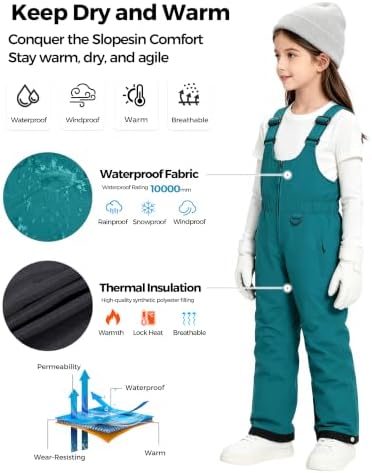 wantdo Girls Ski Pants Winter Snow Bibs Kids Insulated Snowboarding Overall