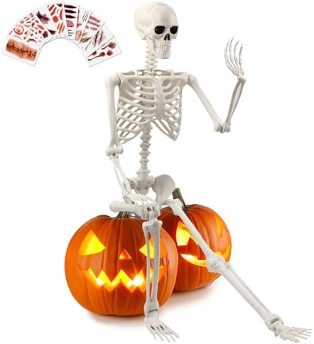 5.4 FT Halloween Life Size Skeleton, Full Size Skeleton Poseable