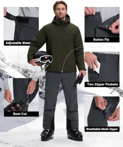 33,000ft Mens Snow Ski Pants Waterproof Insulated Snowboard for Winter