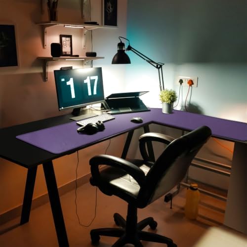 Mydours L-Shape Desk Pad, 54" x 54" x 16" PU Leather Corner Mat, Purple