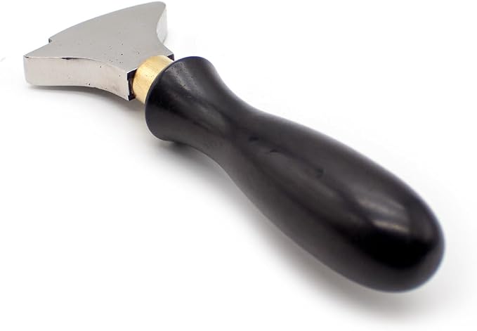iDili Shoemaker's Edge Iron, Professional Sole Heel Burnishing Tool with Hardwood Handle for Hot Wax Polishing, Glazing & Sealing Leather Edges, Cobbler Repair Tool