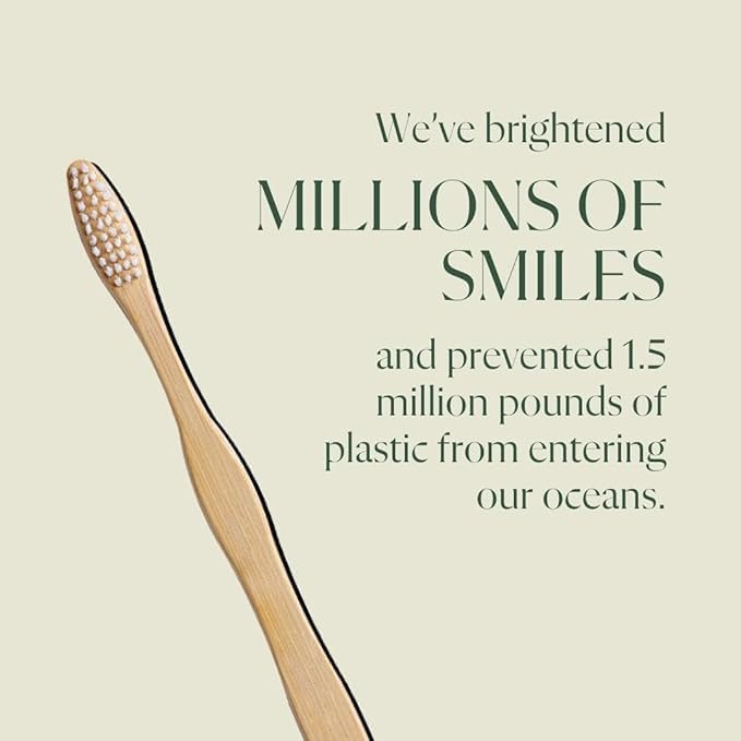 Biodegradable and Eco-Friendly Bamboo Toothbrush 12-Pack - BPA Free Soft Bristle - Dentist-Approved and All-Natural with "Hello Gorgeous" Etched on Handles by Plus Ultra