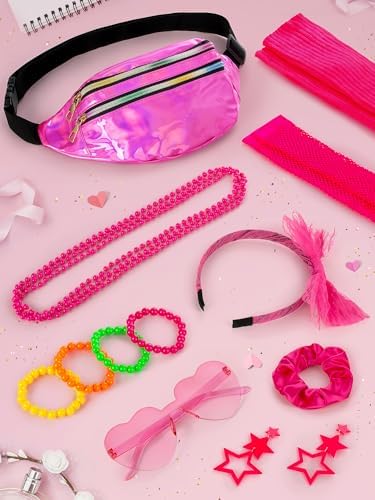 80s Outfit for Girls Kids 1980s Costume Accessories Set for Halloween Cosplay Party