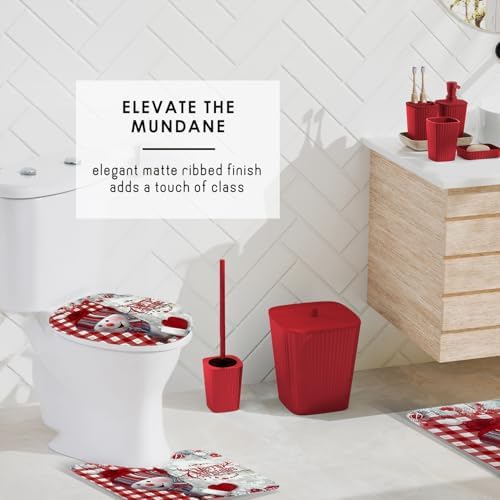Clara Clark Bathroom Set - Christmas Bathroom Decor, Xmas Bathroom Accessories Set, 9PC Bathroom Accessory Set, Christmas Bathroom Sets with Bathroom Rugs, Toilet Brush, Trash Can & Soap Dispenser