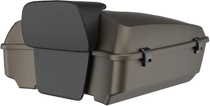 Advanblack Road Glide Tour Trunk Pack River Rock Gray Denim Chopped Tour Trunk Pack Backrest Pad for '97-'25 Harley Touring Road King Street Glide Electra Glide CVO models