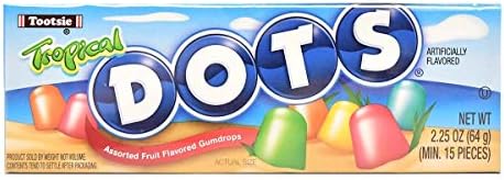 DOTS Gummy Candy, Tropical Flavors, 2.2oz Box (Pack of 24)