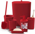 Clara Clark Bathroom Set - Christmas Bathroom Sets, Xmas Bathroom Accessories Set, Christmas Bathroom Decor, 6PC Bathroom Accessory Set with Toilet Brush, Trash Can & Soap Dispenser