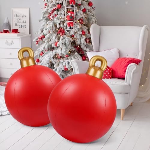 Jetec 4 Pcs Giant Inflatable Christmas Ball, Solid, Red