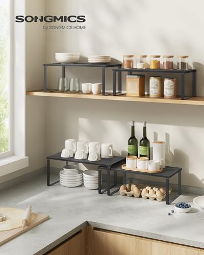 SONGMICS Cabinet Organizer Shelf, Set of 2 Spice Rack, Kitchen Storage