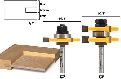 YONICO Router Bits Tongue & Groove Set 1/4-Inch Plywood Panel 2 Bit 1/4-Inch Shank 15231q