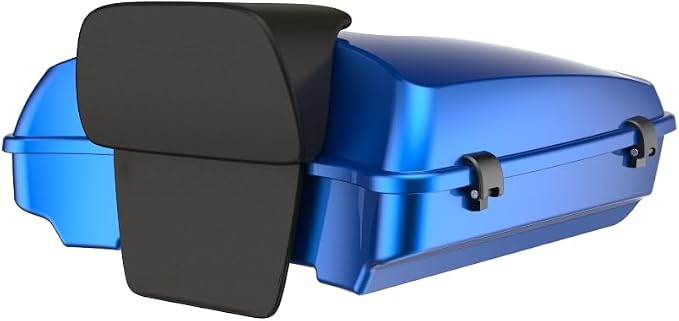 Advanblack Road Glide Tour Trunk Pack Blue Burst Razor Tour Trunk Pack Backrest Pad for '97-'25 Harley Touring Road King Street Glide Electra Glide CVO Models