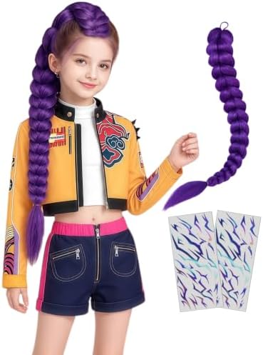 Pop Singer Costume Golden Kids Girls Halloween Outfit with Braid Stickers