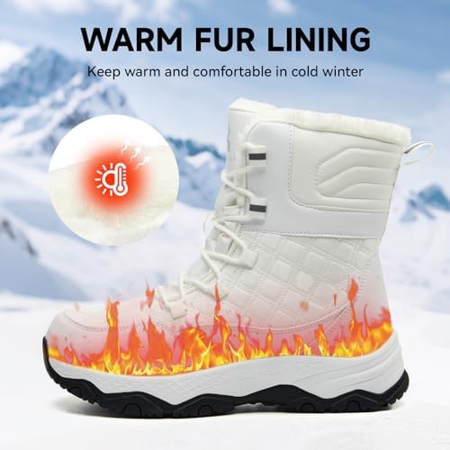 Snow Boots for Women Waterproof Mid-Calf Booties Winter Hiking Boot Durable Warm Winter Outdoor Footwear Fur Lined Boot Non-Slip Climbing Shoes