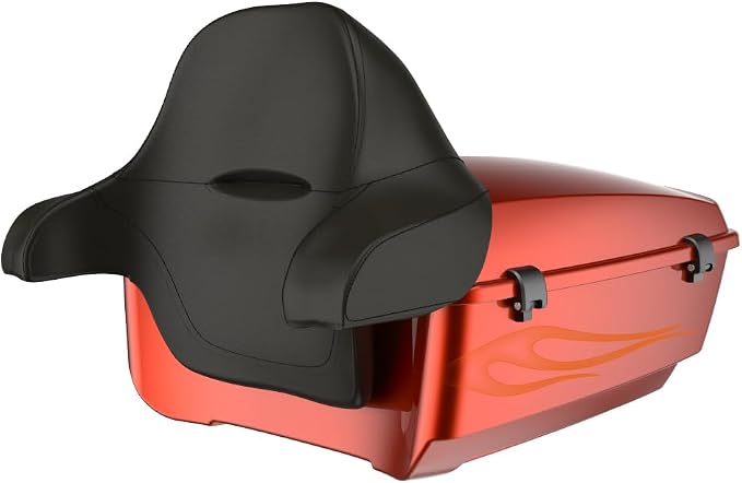Advanblack 2025 RG Tour Trunk Pack Whiskey Firestorm King Tour Trunk Pack Luggage +Wrap-Around Backrest Pad for '97-'25 Harley Touring Road King Street Glide Electra Glide CVO models