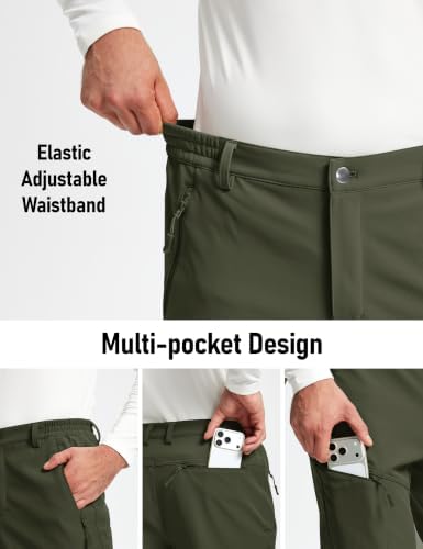 MAGCOMSEN Mens Snow Ski Pants Fleece Winter Outdoor Hiking Waterproof Pants