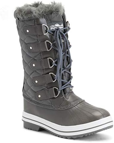 POLAR Womens Snow Boot Nylon Tall Winter Fur Lined Snow Warm Waterproof Rain Boot