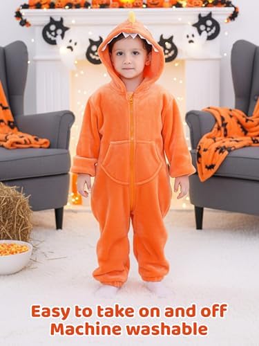 LOLANTA Boys' Girls' Dinosaur Shark Costume Flannel Jumpsuits Animal Onesie