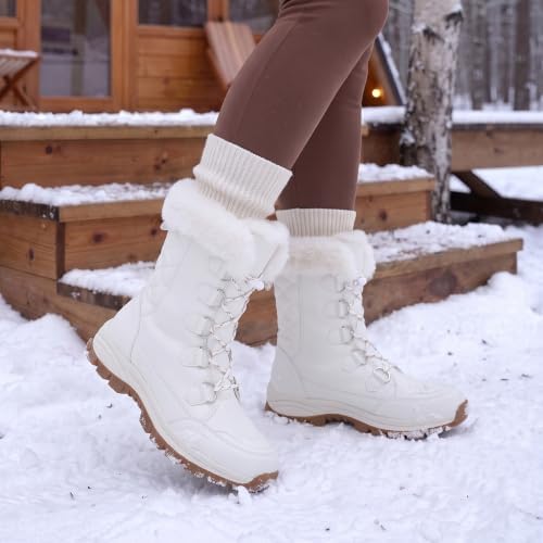 DREAM PAIRS Women's Waterproof Mid Calf Snow Boots