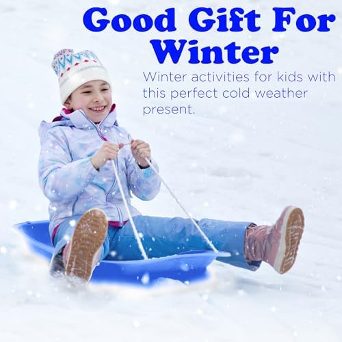 Slippery Racer Downhill Sprinter Flexible Kids Toddler Plastic Cold-Resistant Toboggan Snow Sled with Pull Rope and Handles -35 Inch