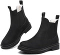Womens Winter Chelsea Boots Warm Faux Fur Lined Chunky Lug Ankle Booties