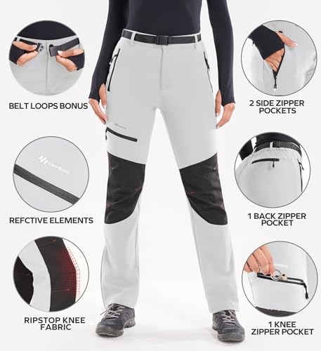 Snow Pants Womens Ski Pants Waterproof Insulated Softhell fleece lined