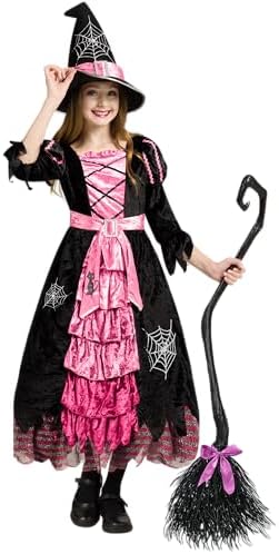 Spooktacular Creations Fairytale Witch Cute Witch Costume Deluxe Set with Broom for Girls
