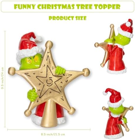 10 inch Resin Christmas Tree Topper，Hand-Painted Xmas Decoration